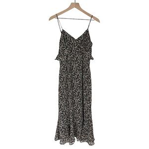 Sage the‎ Label Spaghetti Strap Ruffle Foral V Neck Midi Dress Grey Size Small